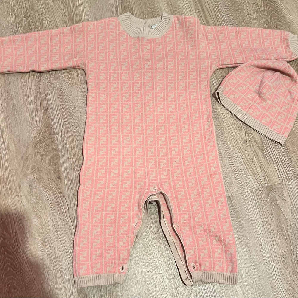 Baby girl fendi jumpsuit and hat